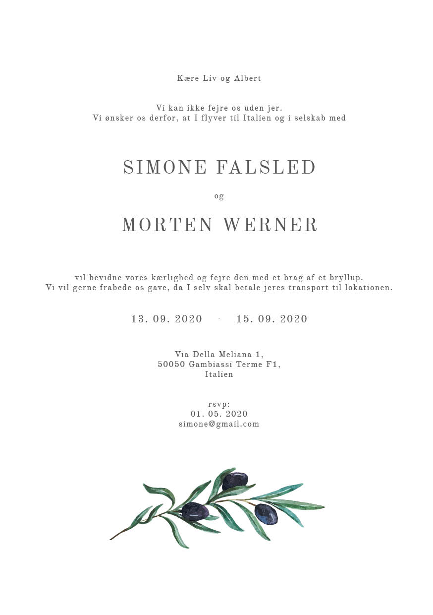 Invitationer - Simone & Morten